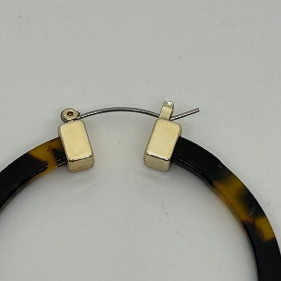 Faux Tortoise Acrylic Hoop Earrings With Silver-Tone Accents Statement 2 inches - Picture 5 of 15